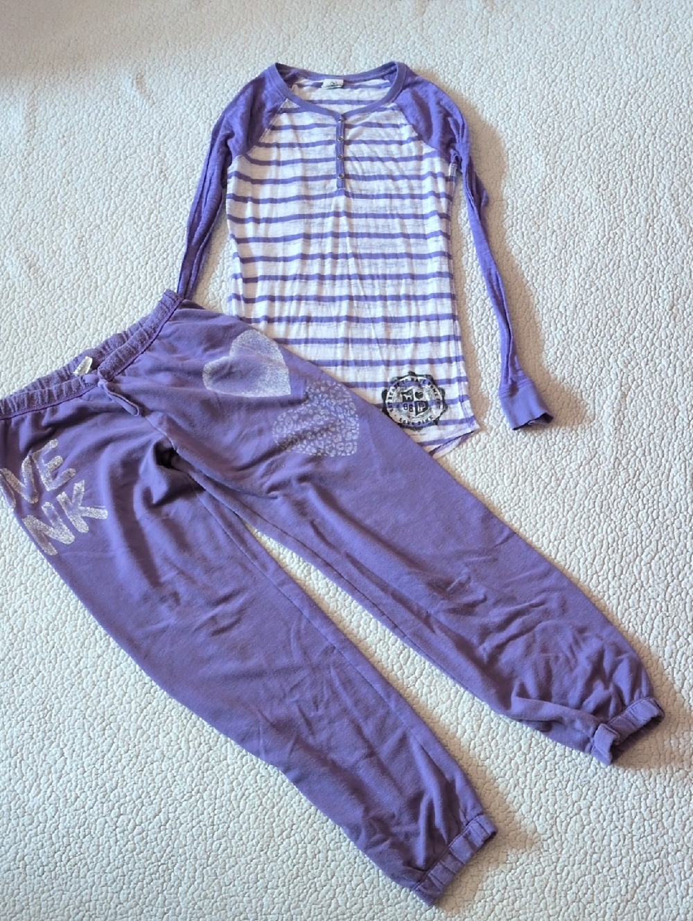 VS Love Pink Y2K Striped Burnout Babydoll Top Distressed Jogger Sweatpants